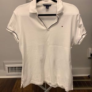 Tommy Hilfiger polo shirt white w black piping XL